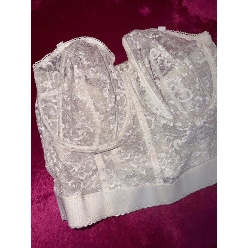 Goddess White Lace Longline Bridal Bra Strapless Bustier 42F GD0689WH